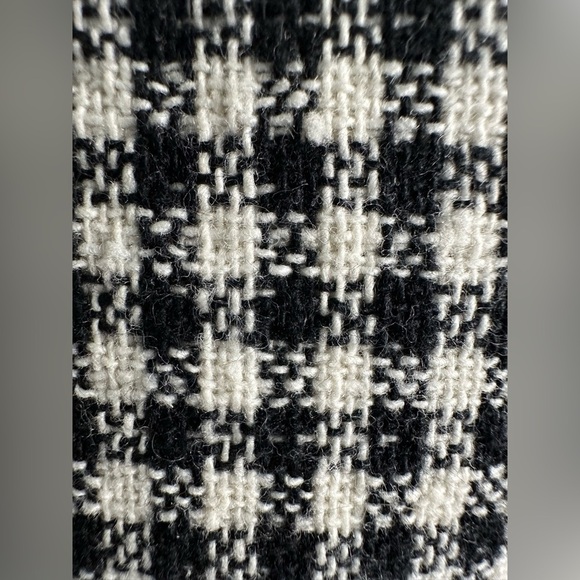 Zara Black and Ecru Check Gingham Frock Long Coat/Blazer Size Large - Picture 12 of 13